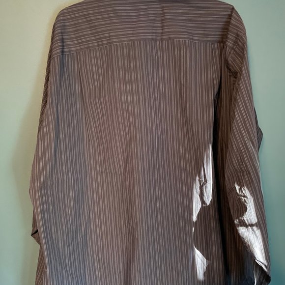 Geoffrey Beene - Men's Long Sleeve Navy/Gray Stripped Button Down - Size 18 x 34 - Picture 3 of 3